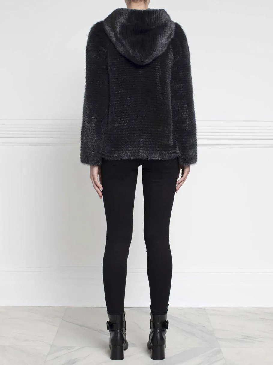 The Kiana Stripped Mink Fur Hooded Jacket