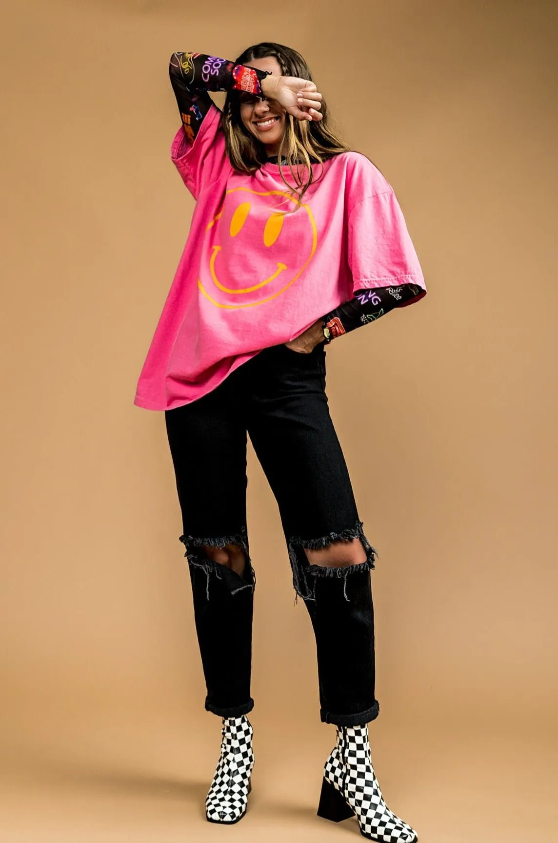 The World Needs Your Magic Oversized Tee in Pink   Orange