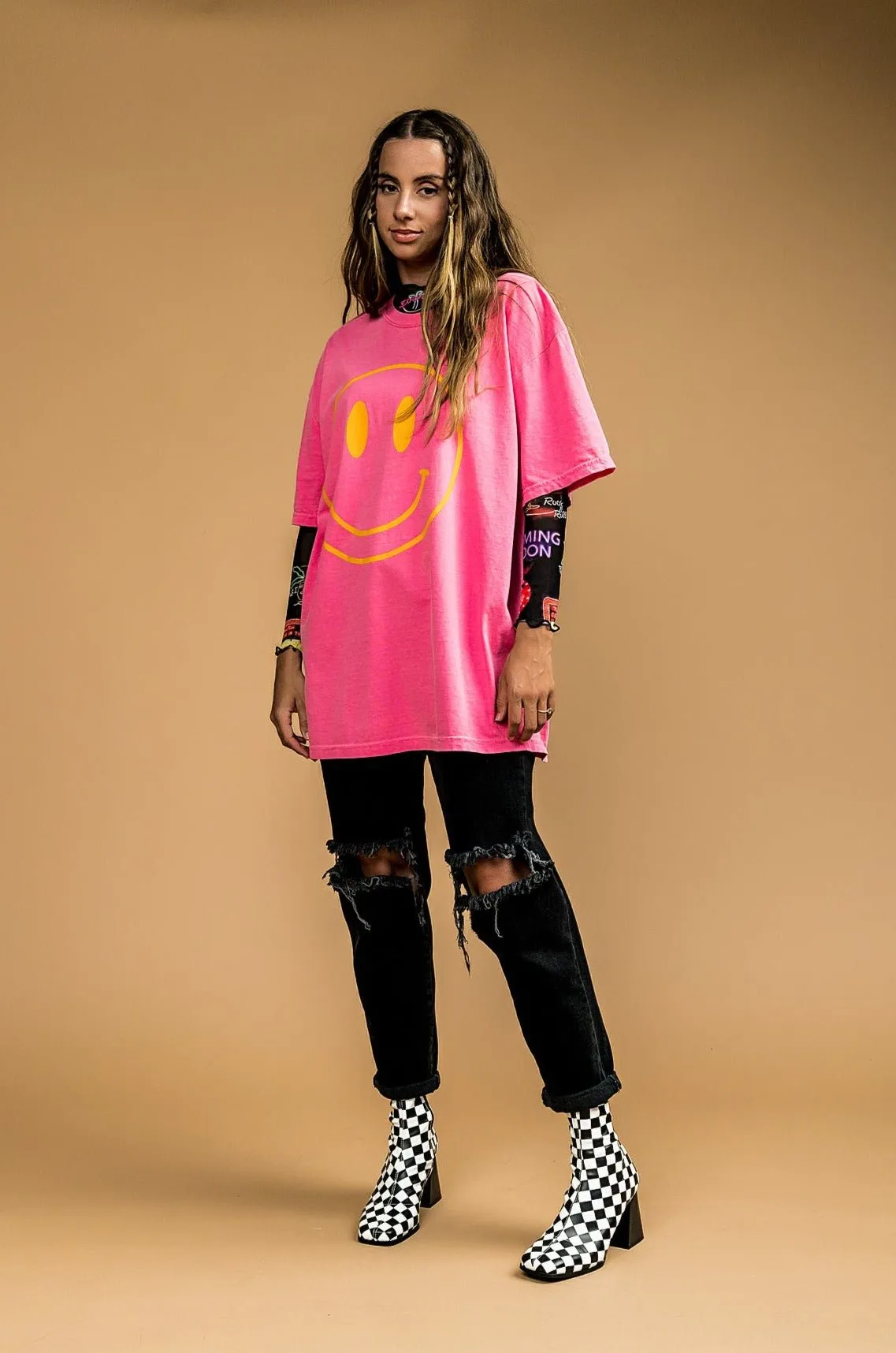 The World Needs Your Magic Oversized Tee in Pink   Orange