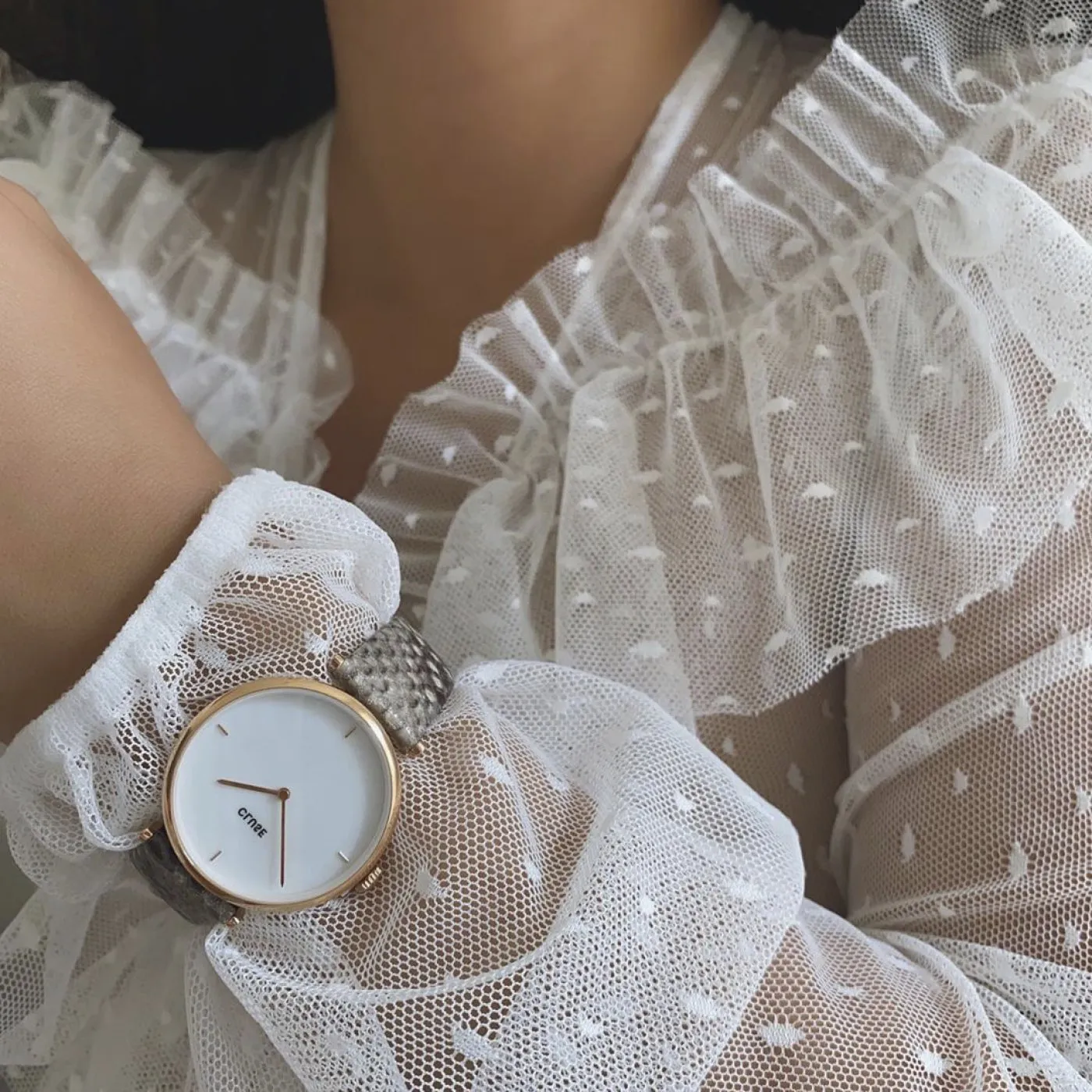 Triomphe Leather Almond Python, Rose Gold Colour