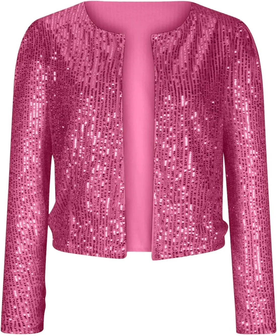 Women Trendy Sequin Jacket Open Front Long Sleeve Short Blazer Casual Coat Outerwear Glitter Sparkly Jackets
