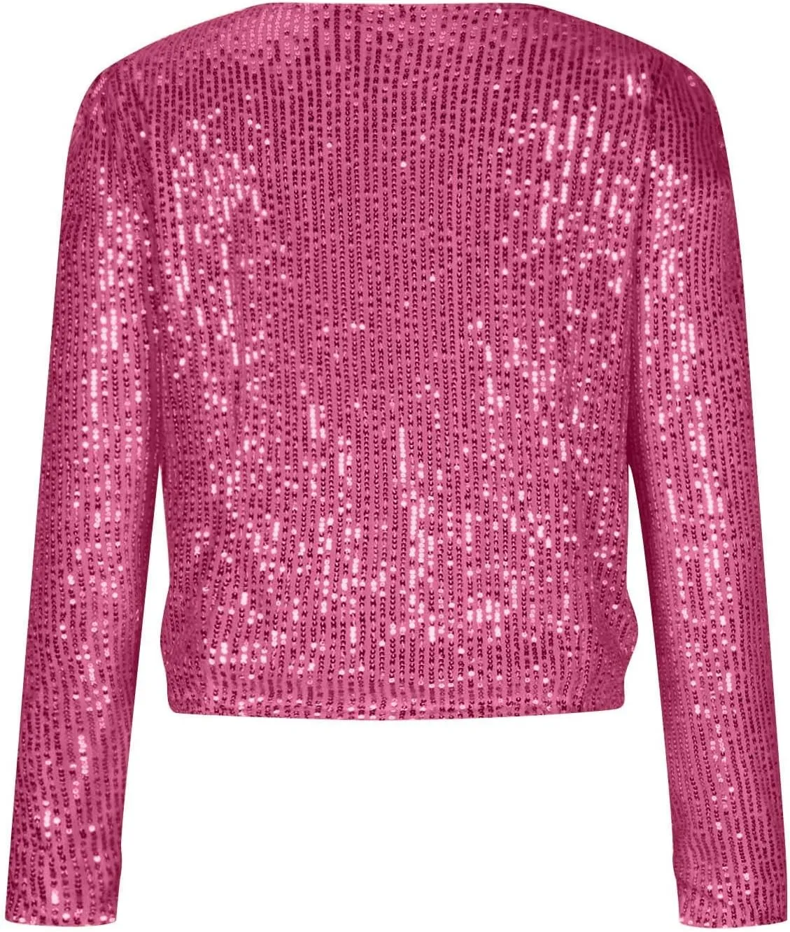 Women Trendy Sequin Jacket Open Front Long Sleeve Short Blazer Casual Coat Outerwear Glitter Sparkly Jackets