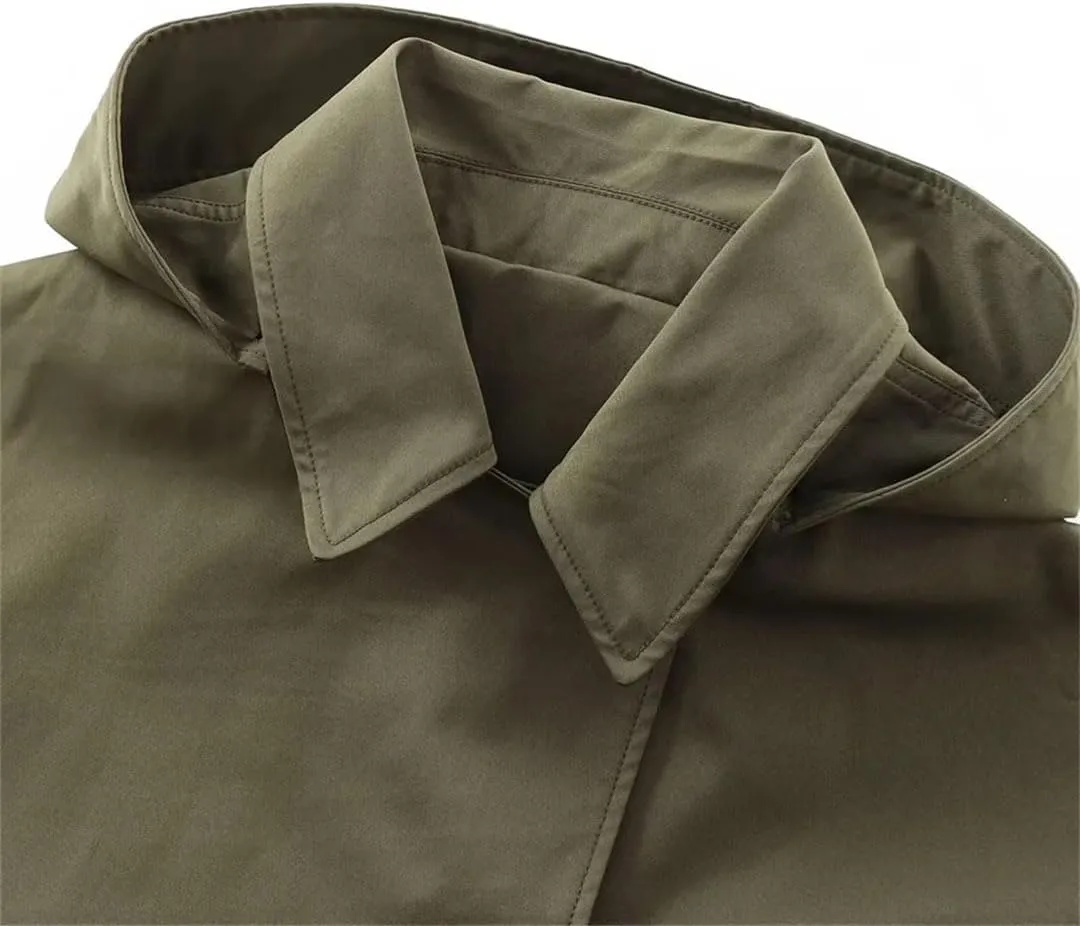 WomenS Hooded Lapel Trench Coat Short Jacket Casual Turn-Down Collar Regular Sleeve Single Breasted Outerwear